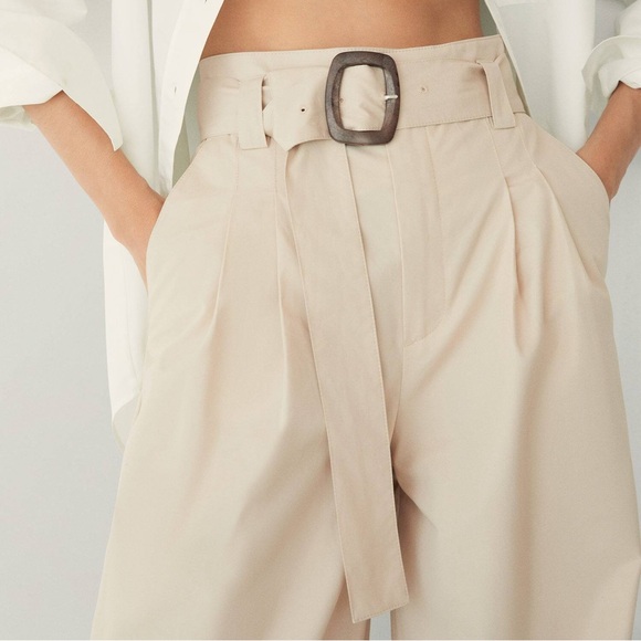 Mango Wide Leg Cotton Trousers - Picture 8 of 10